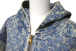 新品同様 LOUIS VUITTON ルイヴィトン モノグラム パッチワーク ジップアップデニムジャケット 22SS RM221M UZD HMA16E 中古 60435