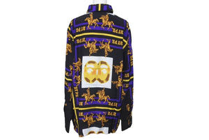 極美品 A BATHING APE アベイシングエイプ 長袖シャツ ダブルエイプヘッドサイズS 総柄レーヨン 001SHH301008X 中古 60475 