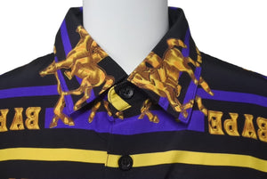 極美品 A BATHING APE アベイシングエイプ 長袖シャツ ダブルエイプヘッドサイズS 総柄レーヨン 001SHH301008X 中古 60475 