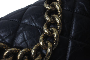 極美品 CHANEL シャネル チェーンショルダーバッグ マトラッセ 18番台 パリボンベイ ヴィンテージレザー ブラック 中古 60482
