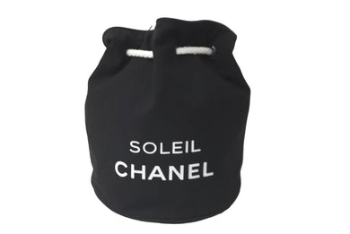 CHANEL シャネル リュック デイパック キャンバス SOLEIL CHANEL ロゴ 巾着 ノベルティ ブラック ホワイト 良品 中古 60485