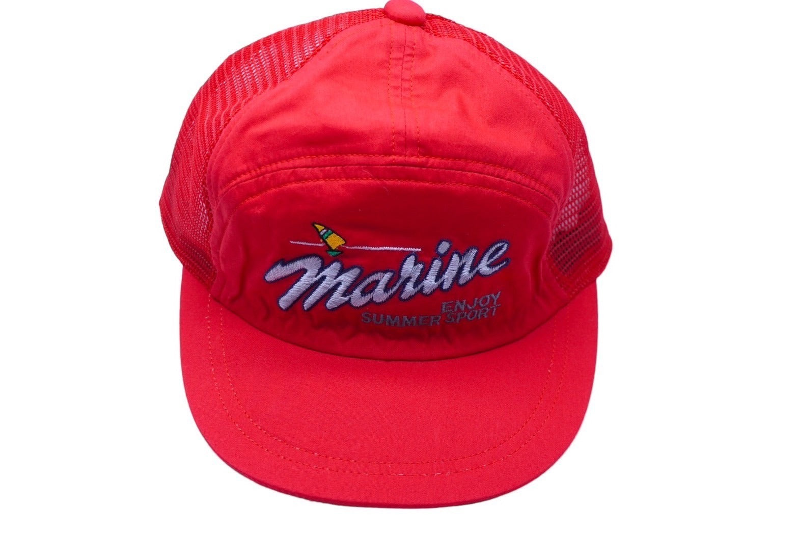 marine ENJOY SUMMER SPORT メッシュ キャップ レッド 帽子 刺繍
