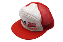 Load image into Gallery viewer, U.S.A WELCOME WESTEM CARNIVAL メッシュ キャップ レッド 帽子 刺繍 ホワイト ナイロン 56CM 美品 中古 60526