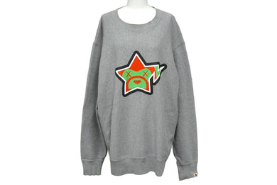 A BATHING APE × KAWS BABY MILO アベイシングエイプ カウズ ベビーマイロ スウェット トレーナー グレー サイズL 良品 中古 60542