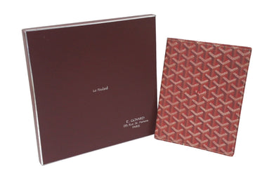 極美品 GOYARD ゴヤール ブックカバー 手帳カバー 小物 A5サイズ ヘリンボーン PVC レザー レッド 中古 60550