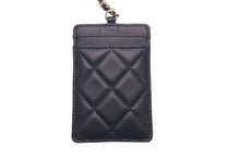 Load image into Gallery viewer, 極美品 CHANEL シャネル カードケース マトラッセ チェーンストラップ ラムスキン A01745 ブラック ゴールド金具 中古 4b007999