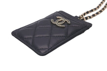 Load image into Gallery viewer, 極美品 CHANEL シャネル カードケース マトラッセ チェーンストラップ ラムスキン A01745 ブラック ゴールド金具 中古 4b007999