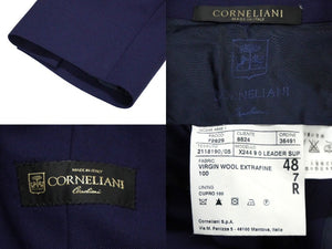 極美品 CORNELIANI コルネリアーニ テーラード ジャケット ダブル ネイビー キュプラ アウター スーツ サイズ48 中古 60560