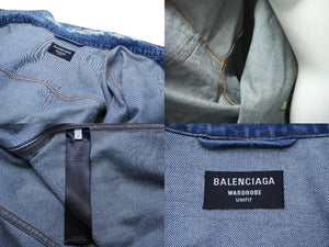 極美品 BALENCIAGA バレンシアガ 22SS グラフィティ ダメージ加工 ジャケット インディゴ ブルー 694503 サイズ2 中古 60567