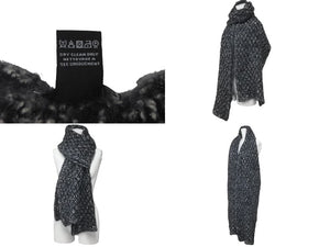 CHANEL シャネル モコモコマフラー ココマーク カシミヤ ラメ入り ブラック ホワイト シルバー 美品 中古 60579