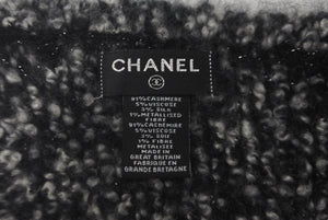 CHANEL シャネル モコモコマフラー ココマーク カシミヤ ラメ入り ブラック ホワイト シルバー 美品 中古 60579