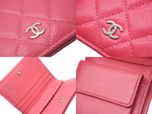 Load image into Gallery viewer, CHANEL シャネル 二つ折り財布 AP3178 ココマーク マトラッセ クラシック キャビアスキン ピンク ゴールド金具 美品 中古 60589