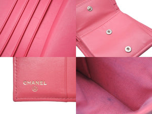 CHANEL シャネル 二つ折り財布 AP3178 ココマーク マトラッセ クラシック キャビアスキン ピンク ゴールド金具 美品 中古 60589