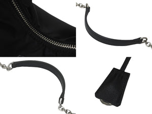 PRADA プラダ チェーンショルダーバッグ ハーフムーンリ版 サフィアーノ ナイロン テスート 黒 美品 中古 60594 