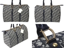 画像をギャラリービューアに読み込む, Christian Dior クリスチャンディオール ボストンバッグ35 オブリーク柄 キャンバス レザー ブラック ベージュ 美品 中古 60595