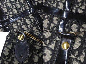 Christian Dior クリスチャンディオール ボストンバッグ35 オブリーク柄 キャンバス レザー ブラック ベージュ 美品 中古 60595