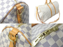 画像をギャラリービューアに読み込む, LOUIS VUITTON ルイヴィトン ボストンバッグ N41429 キーポルバンドリエール55 ベージュ ダミエアズール 美品 中古 60608
