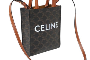 極美品 CELINE セリーヌ 2WAYショルダーバッグ ミニバーティカルカバ トリオンフ 194372BZK.04LU ブラウン ゴールド金具 中古 60612