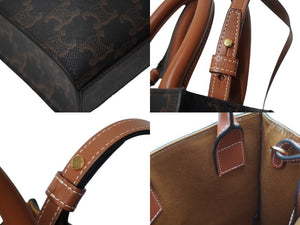 極美品 CELINE セリーヌ 2WAYショルダーバッグ ミニバーティカルカバ トリオンフ 194372BZK.04LU ブラウン ゴールド金具 中古 60612