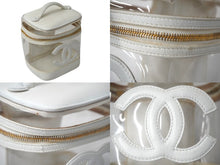 Load image into Gallery viewer, CHANEL シャネル ハンドバッグ ココマーク バニティ 3番台 レザー ビニール ホワイト クリア ゴールド金具 良品 中古 60614