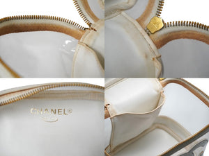 CHANEL シャネル ハンドバッグ ココマーク バニティ 3番台 レザー ビニール ホワイト クリア ゴールド金具 良品 中古 60614