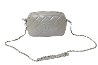 CHANEL シャネル チェーンショルダーバッグ マトラッセ ラムスキン ダイヤモンドCC 19番台 2014年 グレー 美品 中古 60636