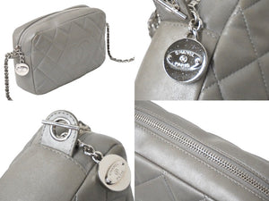 CHANEL シャネル チェーンショルダーバッグ マトラッセ ラムスキン ダイヤモンドCC 19番台 2014年 グレー 美品 中古 60636