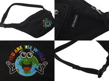 Load image into Gallery viewer, BALENCIAGA バレンシアガ ウエストバッグ ボディバッグ YOU ARE THE WORLD ブラック ナイロン 482389 美品 中古 60637