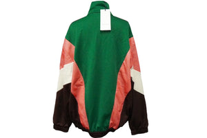 新品同様品 GUCCI グッチ トラックジャケット ブルゾン 587372 ポリエステル マルチカラー ワッペン シルバー XS メンズ 中古 60647