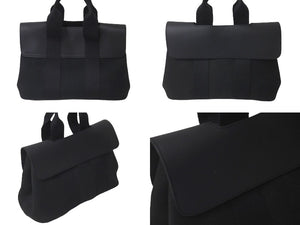 HERMES エルメス ハンドバッグ ヴァルパライソ ブラック レザー トワルシェブロン シルバー金具 美品 中古 60658