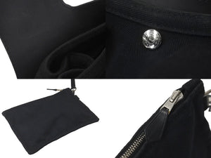 HERMES エルメス ハンドバッグ ヴァルパライソ ブラック レザー トワルシェブロン シルバー金具 美品 中古 60658