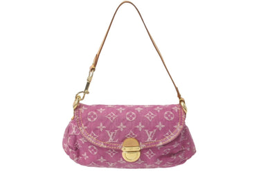 LOUIS VUITTON ルイヴィトン ハンドバッグ M95216 ミニプリーティ ピンク デニムモノグラム 美品 中古 60663