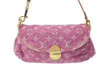 画像をギャラリービューアに読み込む, LOUIS VUITTON ルイヴィトン ハンドバッグ M95216 ミニプリーティ ピンク デニムモノグラム 美品 中古 60663