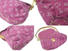 画像をギャラリービューアに読み込む, LOUIS VUITTON ルイヴィトン ハンドバッグ M95216 ミニプリーティ ピンク デニムモノグラム 美品 中古 60663