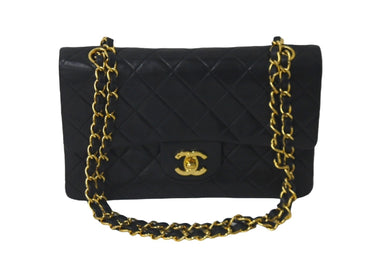 CHANEL シャネル チェーンショルダーバッグ Wフラップ マトラッセ23 ラムスキン 3番台 ブラック ゴールド金具 美品 中古 60667