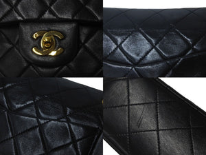 CHANEL シャネル チェーンショルダーバッグ Wフラップ マトラッセ23 ラムスキン 3番台 ブラック ゴールド金具 美品 中古 60667