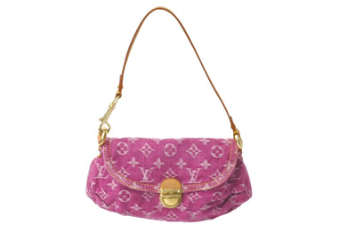 LOUIS VUITTON ルイ ヴィトン ショルダーバッグ M95050 モノグラムデニム ミニ プリ―ティ ピンク 美品 中古 60673