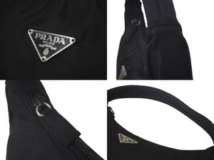 PRADA プラダ ハンドバッグ ホーボー MV515 トライアングルロゴ ブラック ナイロン シルバー金具 良品 中古 60679 