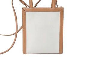 極美品 CELINE セリーヌ 2WAYショルダーバッグ ミニバーティカルカバ コットンキャンバス レザー ベージュ 美品 中古 60684