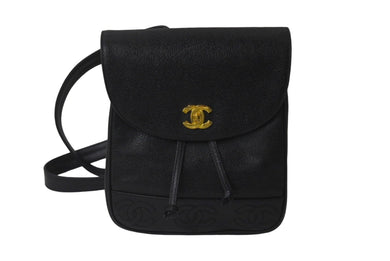 CHANEL シャネル チェーンリュック デイパック トリプルココリュック キャビアスキン 4番台 ブラック ゴールド金具 美品 中古 60689