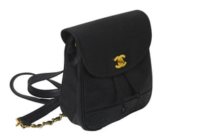 CHANEL シャネル チェーンリュック デイパック トリプルココリュック キャビアスキン 4番台 ブラック ゴールド金具 美品 中古 60689