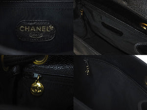 CHANEL シャネル チェーンリュック デイパック トリプルココリュック キャビアスキン 4番台 ブラック ゴールド金具 美品 中古 60689
