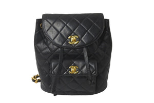 CHANEL シャネル リュック デイパック マトラッセ ラムスキン ココマーク 3番台 1995年 ブラック ゴールド金具 美品 中古 60692
