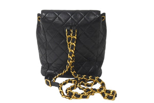 CHANEL シャネル リュック デイパック マトラッセ ラムスキン ココマーク 3番台 1995年 ブラック ゴールド金具 美品 中古 60692