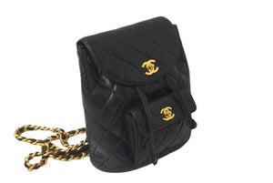 CHANEL シャネル リュック デイパック マトラッセ ラムスキン ココマーク 3番台 1995年 ブラック ゴールド金具 美品 中古 60692