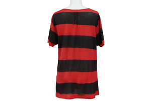 SAINT LAURENT PARIS サンローランパリ 半袖Ｔシャツ ボーダー レッド ブラック コットン サイズXS 387885 美品 中古 60704