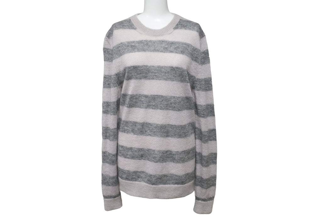 MARC JACOBS マークジェイコブス ニット セーター ボーダー モヘア ナイロン ウール ピンク グレー サイズS 美品 中古 60710
