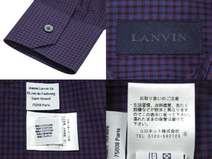 LANVIN ランバン 長袖シャツ チェック柄 マルチカラー ブルー ブラック レッド コットン サイズ39 美品 中古 60711