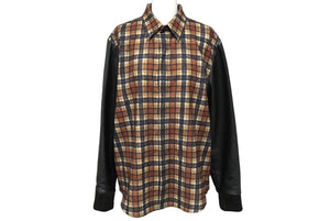極美品 Givenchy ジバンシー 長袖シャツ ウールレザー切り返し
