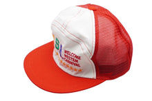 Load image into Gallery viewer, 極美品 U.S.A WELCOME WESTEM CARNIVAL メッシュ キャップ レッド 帽子 刺繍 ホワイト ナイロン 54CM 中古 60737